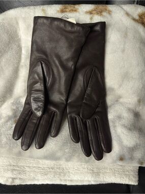 isotoner Brown Leather Long Gloves